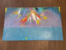 Unsigned Silkscreen Print on Paper of Fireworks Over Water