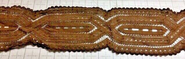 2 PIECES VINTAGE BROWN LACE 3 1/2" WIDE