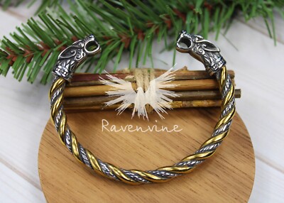 Wolves Viking Bracelet | Norse Arm Ring | Viking Torque | Nordic Viking Jewelry