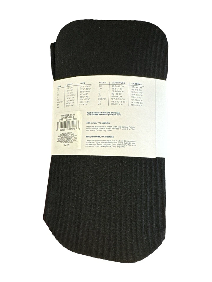 Old Navy Women’s Ribbed Control-Top Tights Black Size XS-S M-L XL-XXL - Image 2 of 2