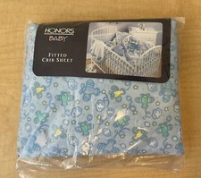 NEW Vintage Honors Baby Blue Airplanes Cotton Fitted Crib Sheet