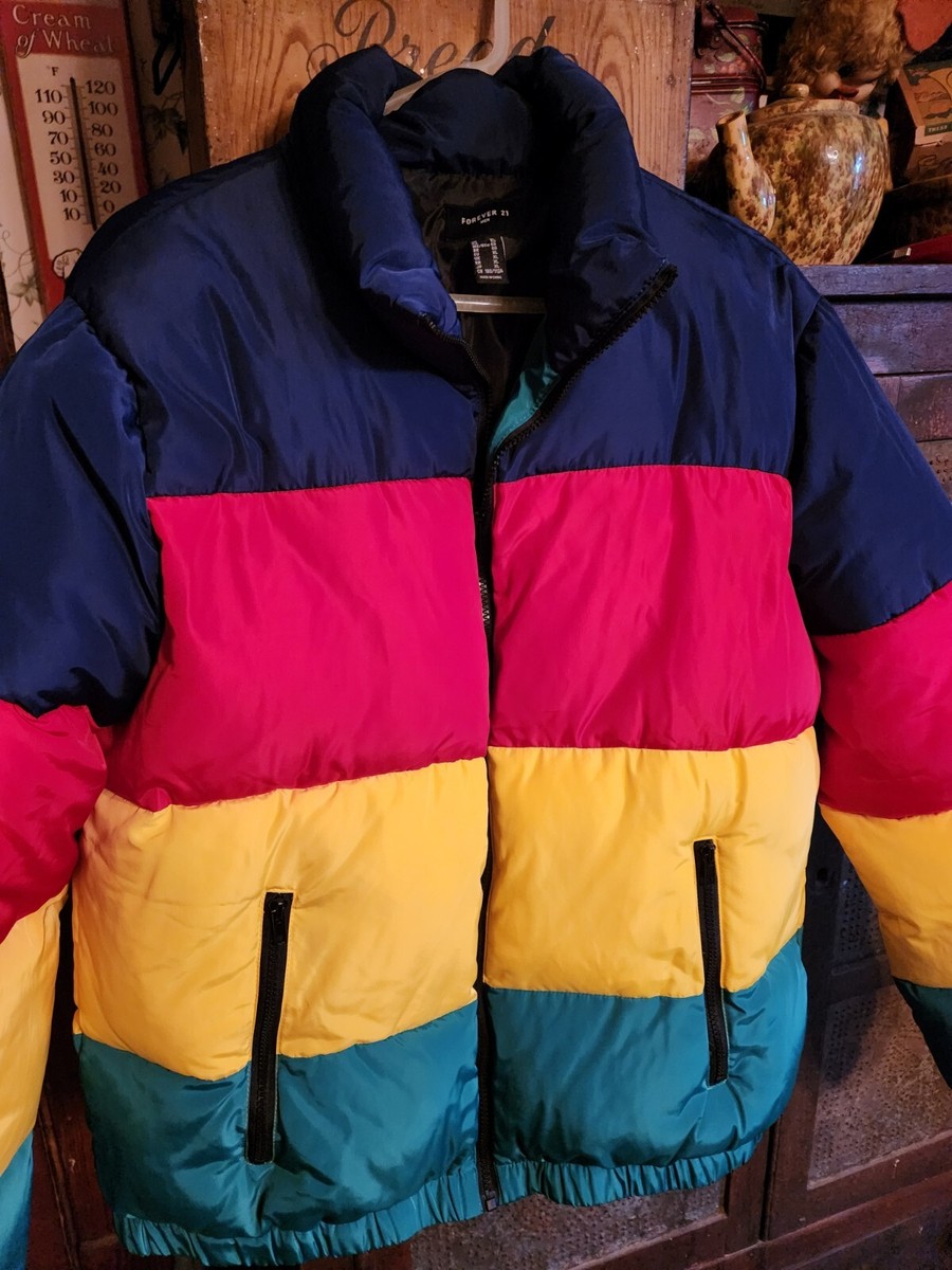 Forever 21 Reflective Puffa Jacket Forever 21 Men's Rainbow/Multi
