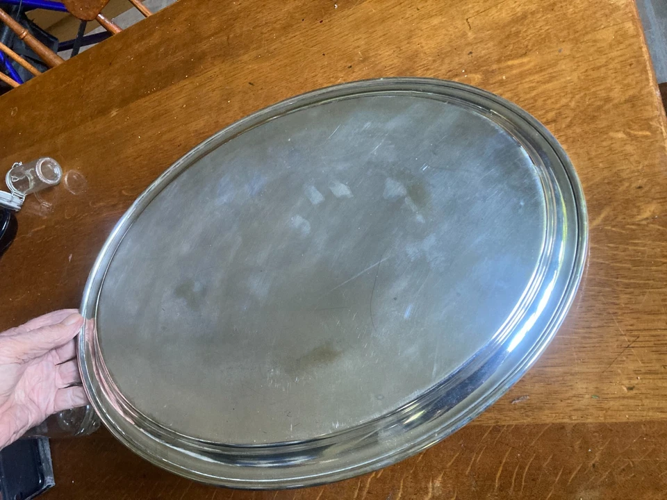 Старинный большой антикварный викторианский серебряный сервировочный поднос Butlers 1890 г. - Изображение 4 из 4