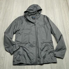 Mack Russo Jacket Adult XL Gray Hooded Windbreaker Coat Full Zip Pockets Mens