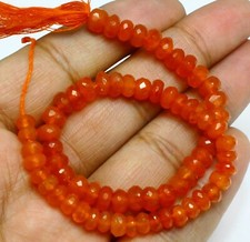 AAA Natural Orange Carnelian Faceted Rondelle 6-7mm Gemstone Beads 8 Inch Long