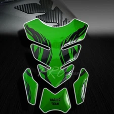 3D Vinyl Fuel/Gas Tank Pad Protector Decal/Sticker Green+Black Tribal Fire/Flame