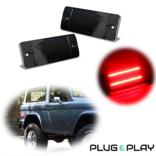 Plug Playsmoked Lens Red Led Rear Side Marker Lights For 1970-77 Ford Bronco