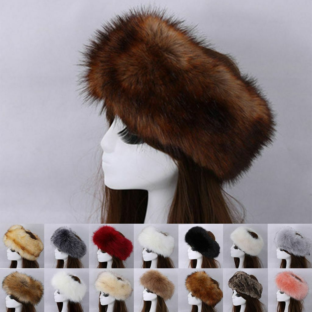 Women's Winter Russian Fluffy Faux Fur Headband Hat Thick Ear Warm