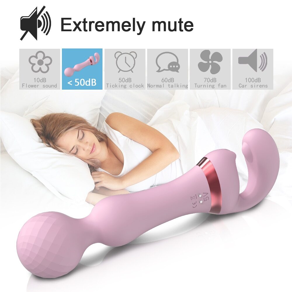 Vibromasseur puissant 2 en 1 avec double stimulation silicone médical rose