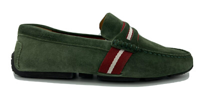 $550 Bally Pietro 109 Olive Suede Driver Size US 10.5 Made in Italy