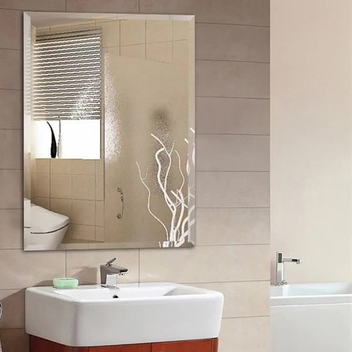 Frameless Mirror Self-Adhesive Bathroom Wall Hanging Glass Vanity Mirror Hallway - Picture 5 of 22