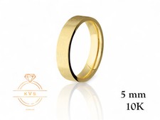 10K Yellow Gold 5mm FLAT Wedding Band Ring - Comfort Fit Solid Gold ICE-MATTE