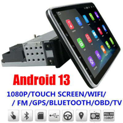 1+32GB 10 Zoll 1DIN Android 15 Autoradio GPS Navi BT WiFi drehbarer Bildschirm