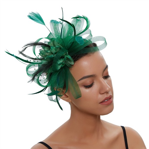 Damen Fascinators Hüte Cocktail Tee Party Hut Stirnband Blume Feder Haarspange - Picture 15 of 19