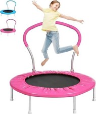 36 Inch Kids Trampoline: Mini Trampoline with Handle Indoor Outdoor Use, PINK