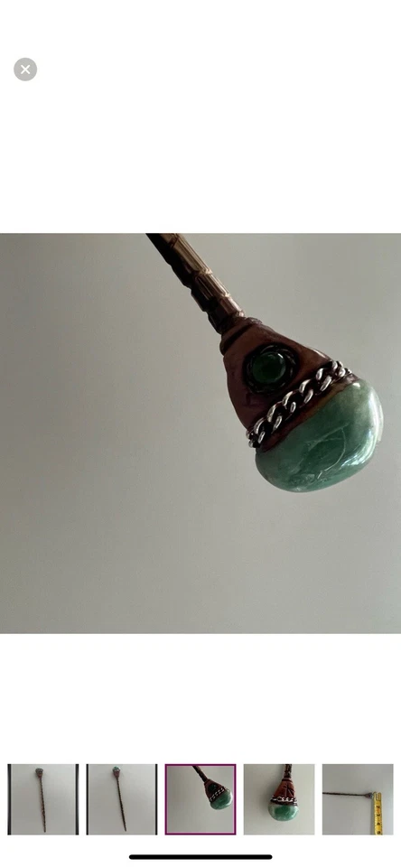 Palo de pelo vintage de cristal y piedra Foto 3 de 4