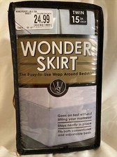 Wrap-Around Wonderskirt Twin Size Bed Skirt, 15" Drop, Light Blue