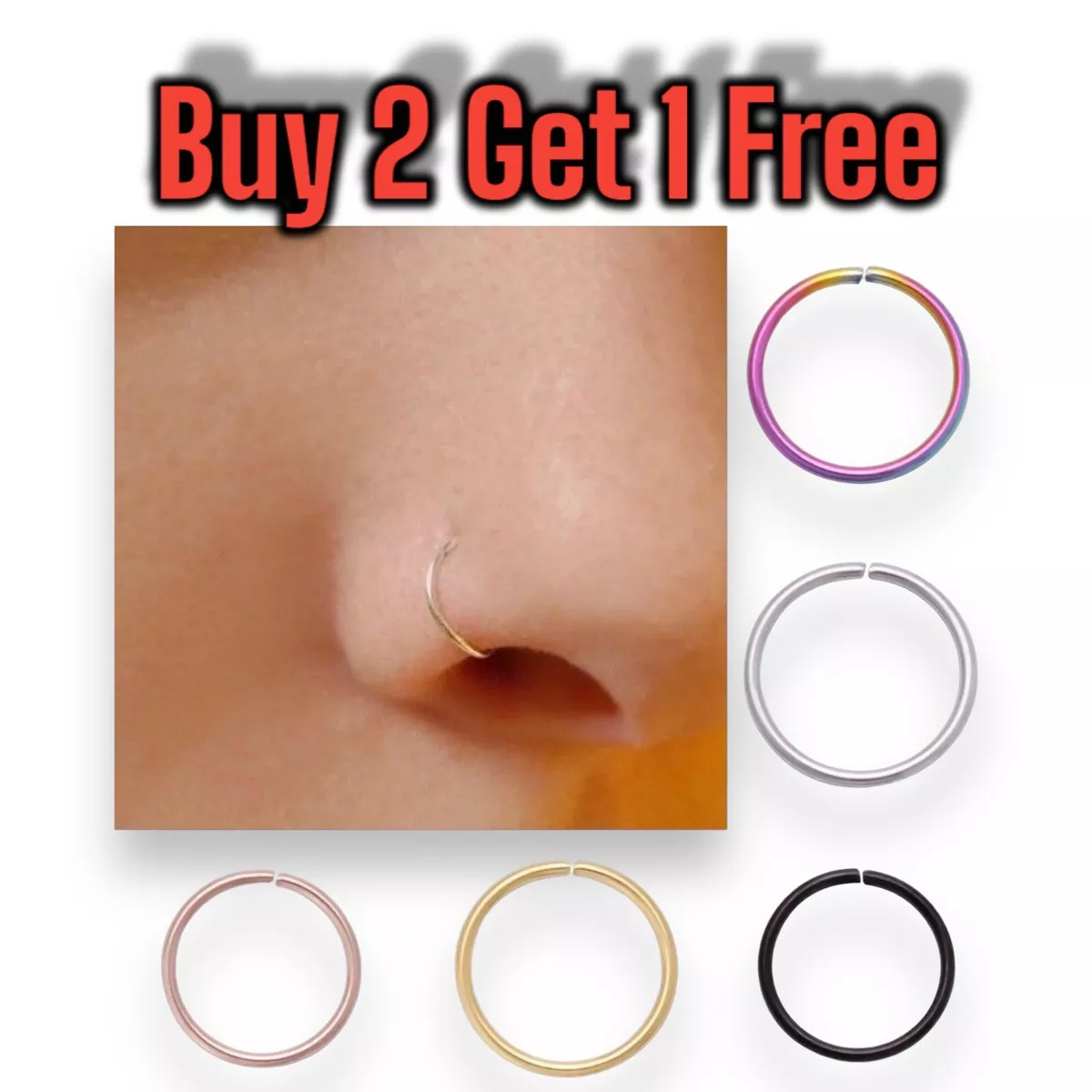 6mm Fake Nose Ring, Fake Nose Ring Cuff, Clip in Nose Ring, No Piercing  Needed 