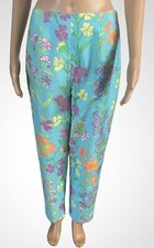 VINTAGE Lilly Pulitzer Green Floral Turquoise Blue Pants 10