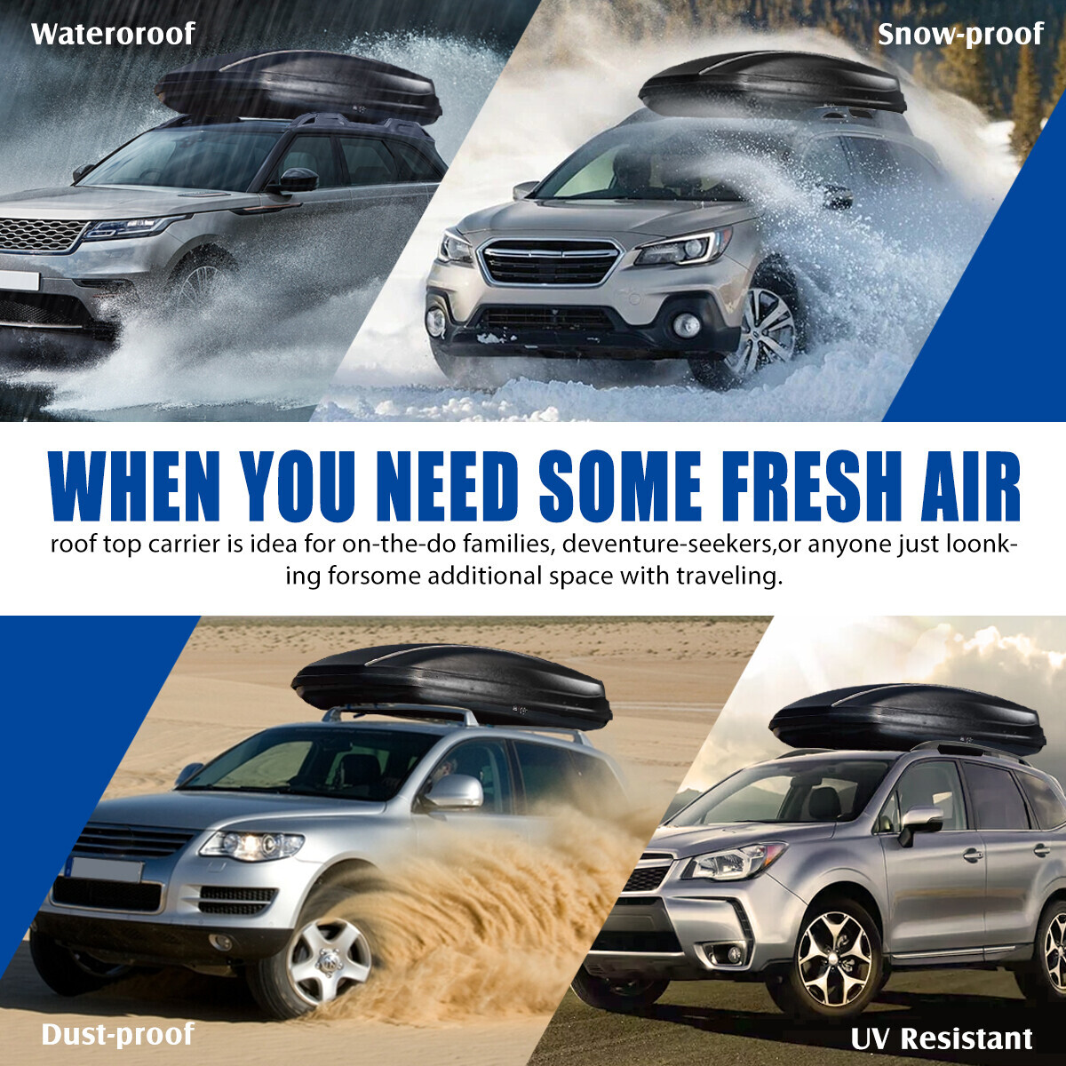 For 0916 Audi Q5 Rooftop Cargo Carrier Organizer Box Case w/Aluminum