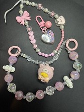 Three Strap Phone Lanyard Beads Chains Pair Bag Straps Only Chain Hand made