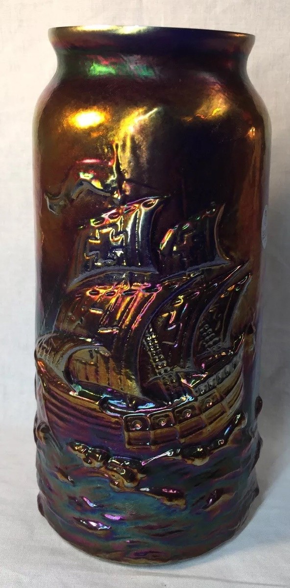 Fenton Art Glass Cobalt Blue Carnival Mayflower Ship Vase | eBay
