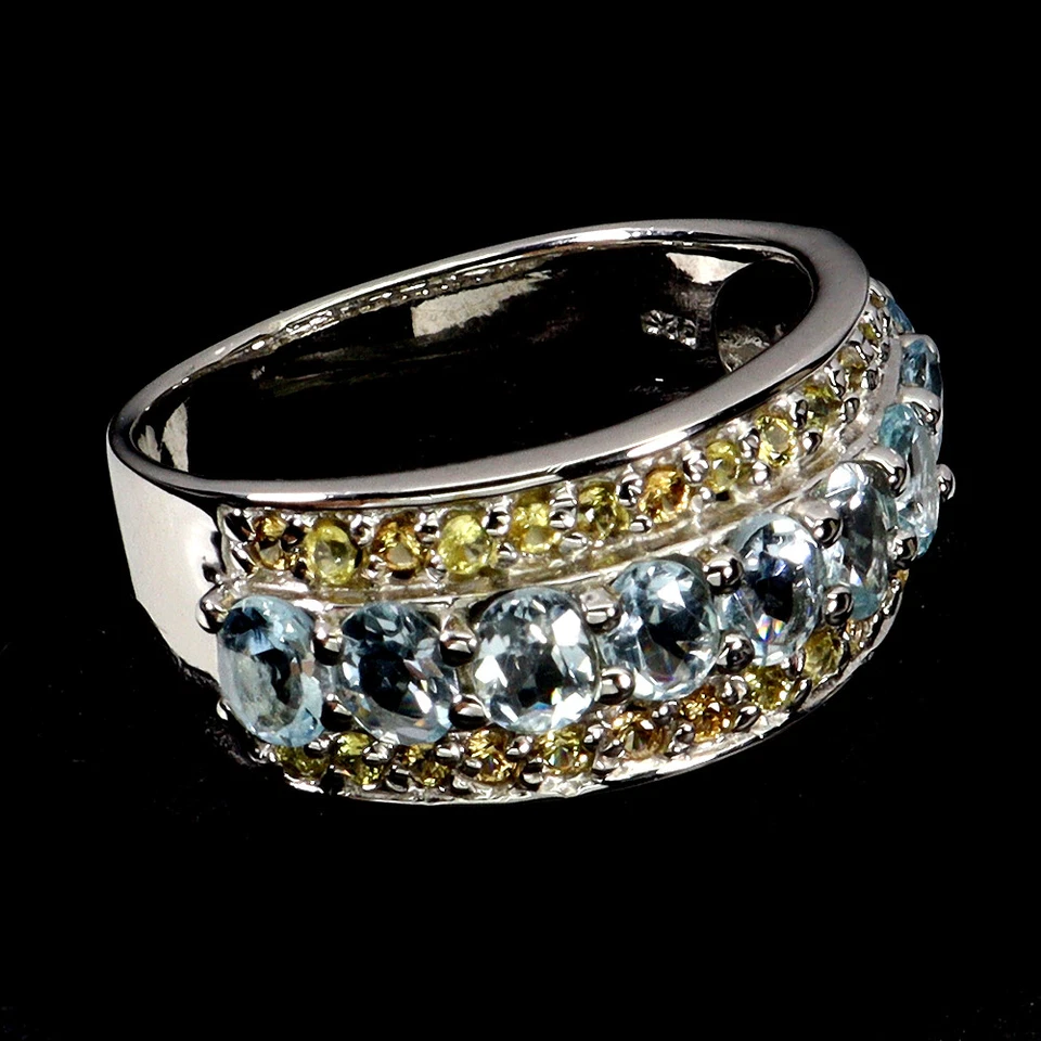 925 Sterling Silver Ring Oval Aquamarine Sapphire Gemstone Jewelry - Image 3 of 4