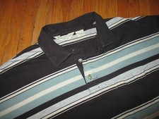 vtg ARROW TOURNAMENT POLO SHIRT Brown Blue Gray White Striped Mens XL