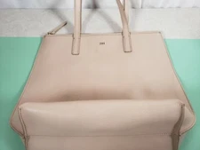 Mark and Graham Daily Camel Leather Zipper Tote Handbag  Monogram JSH