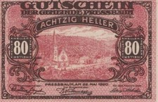 80 HELLER 1921 City of PRESSBAUM Lower AUSTRIA Notgeld Banknote #PE275.U