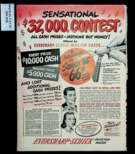 1948 Eversharp-Schich Injector Razor Blades Contest Win Vintage Print Ad 28180