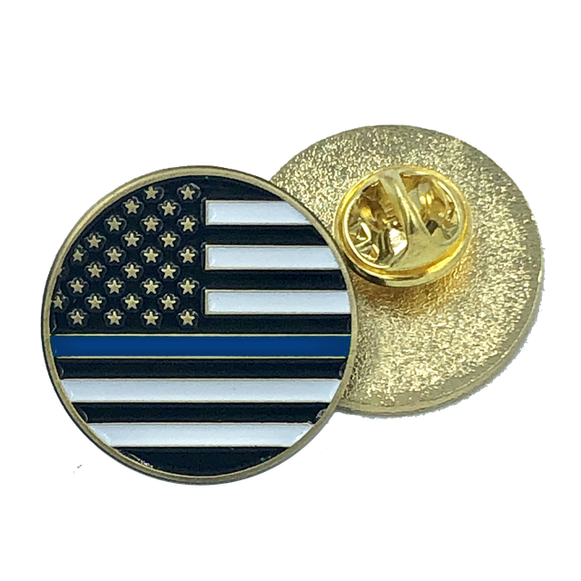 Thin Blue Line pin police law enforcement american flag (round) eBay