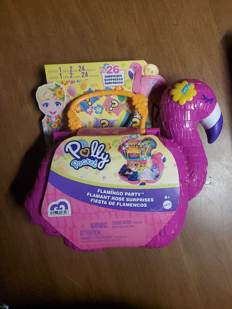 Polly Pocket Flamingo Party Large Compact Playset with 26 Surprises New (B)