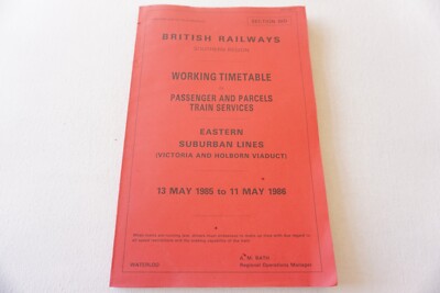 1982 Southern Region Railway Working Timetable Section WD South Eastern