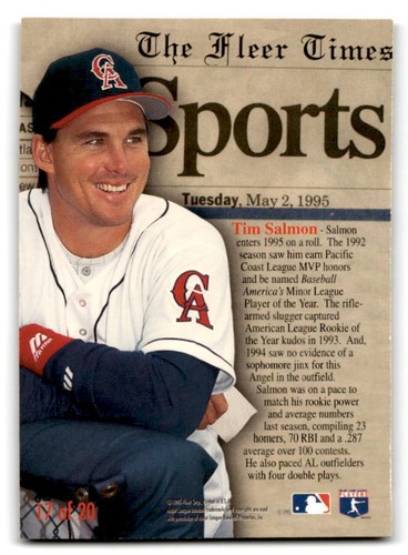 1995 Fleer Update Headliners # 17 Tim Salmon - Picture 2 of 2