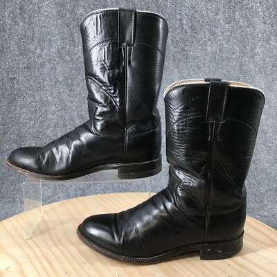 Justin Boots Mens 7.5 D Roper Cowboy Western Mid Calf Black  display picture 2
