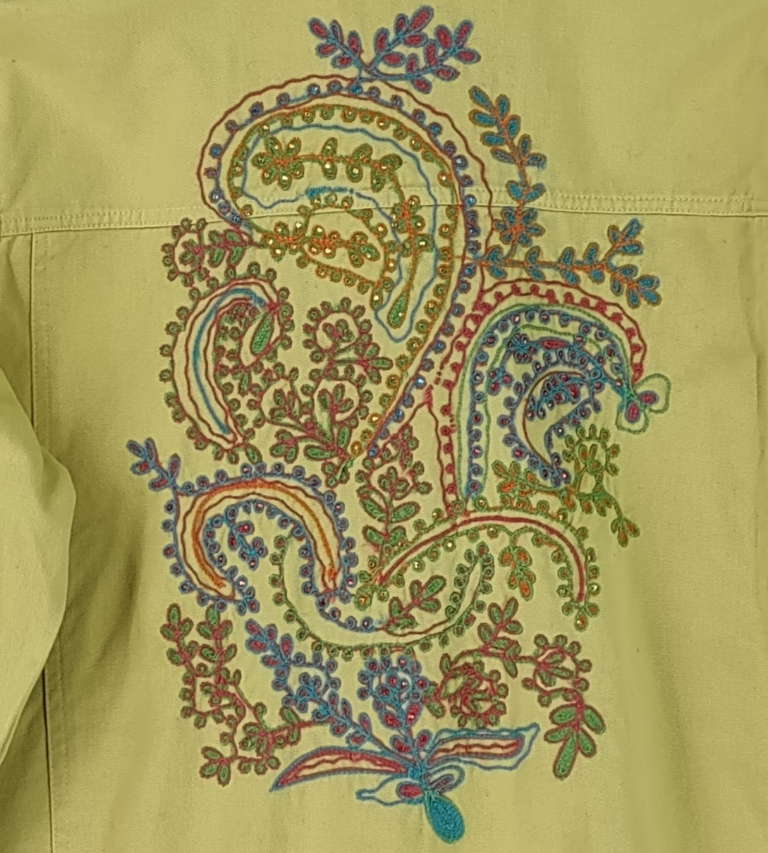 Coldwater Creek Jacket Large Yellow Embroidered E… - image 12