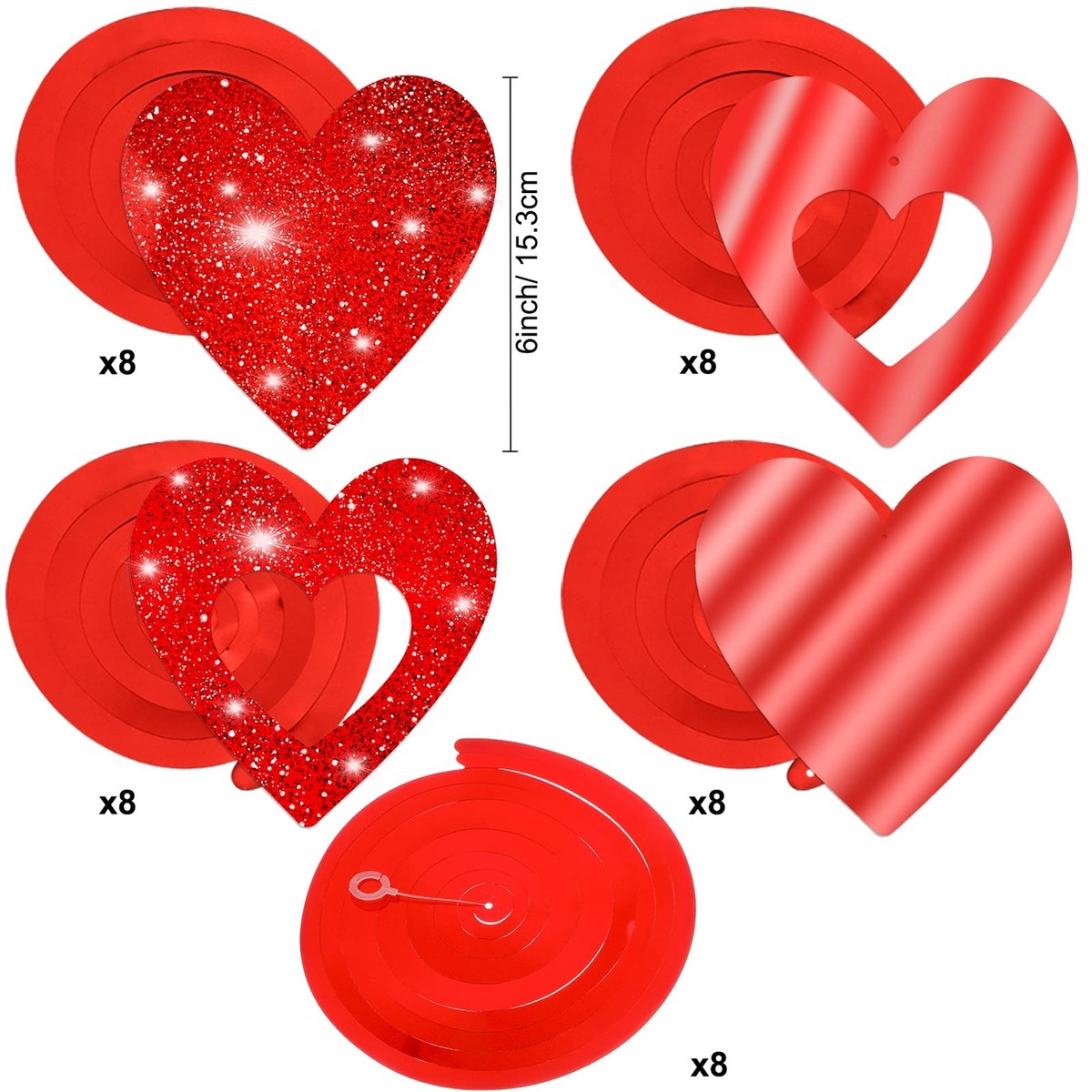 Valentines Hanging Swirl Decorations - 36 Piece Romantic Ceiling Streamers For Party & Office Decor