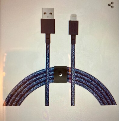 Native Union belt cable XL lightning to USB-A. 10 ft. Marine color MFI certified