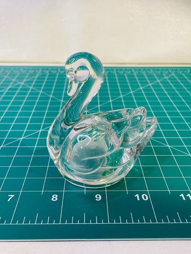 Clear Art Glass Longneck Swan Figurines Tabletop Decor Vintage Set of 2 Toppers - Picture 12 of 15