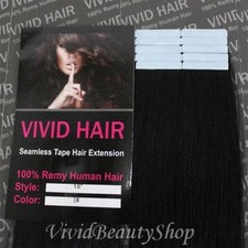 10pcs 18 inches Remy Seamless Tape Skin Weft Human Hair Extensions Jet Black 1