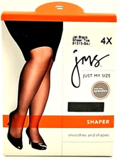 Just My Size 4X Jet Black Shaper Sheer Toe  Pantyhose ( 1 Pair)