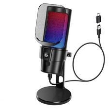 Usb Condenser Microphone, Gaming Microphone, Pc Microphone, Rgb Lighting, Touch 