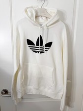 NEW 65 Adidas Originals Trefoil Hoodie White Sweatshirt Mens KB4506 Size M