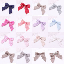 Girls Long Tail Bow Hairpins Cotton Linen Barrettes Alligator Hair Clip Birthday