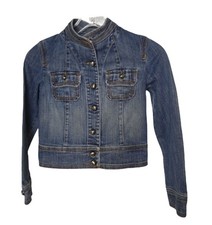 Old Navy Girls L Denim Jacket Distressed Button Front Grunge Hip Hop Outerwear