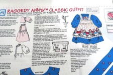 Vintage Daisy Kingdom Raggedy Ann Doll Classic Dress Outfit Fabric Panel #1750