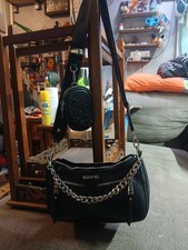 Steve Madden NYC Women's Handbag Black with Chain and Coin Purse New No Tags