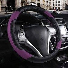 Leather Car Steering Wheel Cover Universal 15 Inch For Car Truc Color Purple