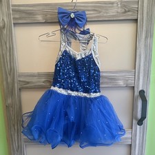 Weissman Girls Blue Sequin Tutu Dance Dress, Sleeveless, Size LC, 11266